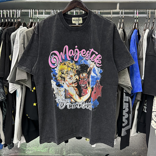 MA010P65,MAJESTIK We Are Friend Garment Dyed Print Crop Tee