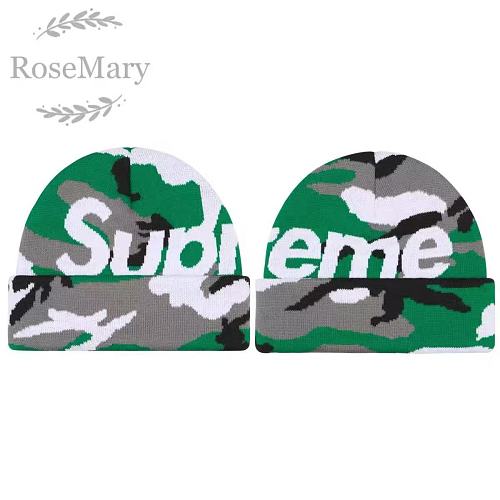P70 W001# Supreme 25FW Camo Big Logo Beanie