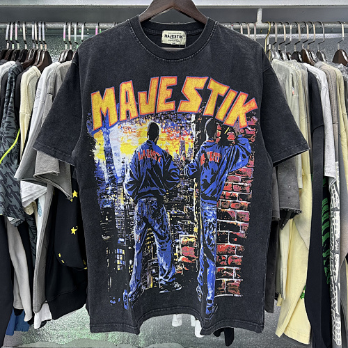 MA008P65MAJESTIK Treet Artist Garment Dyed Print Crop Tee