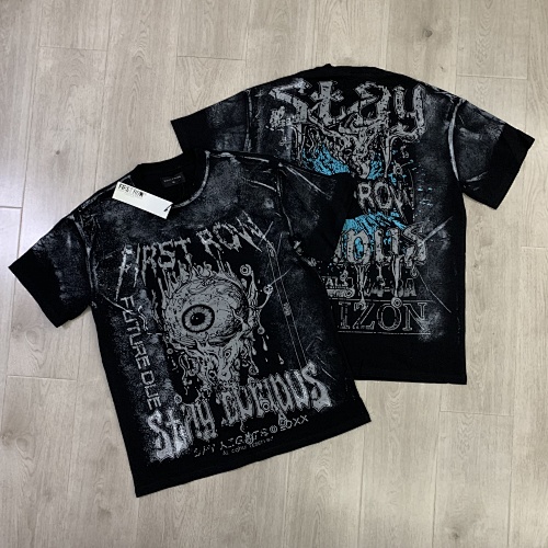 F106# P58 FIRST ROW STAY CURIOUS EYEBALL FOIL TEE